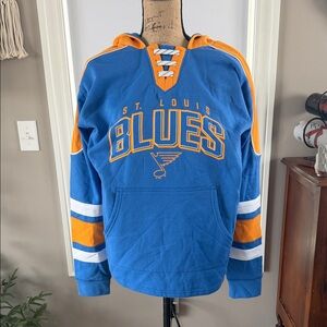 NHL St. Louis Blues Blue and Orange Hoodie Size Medium Unisex